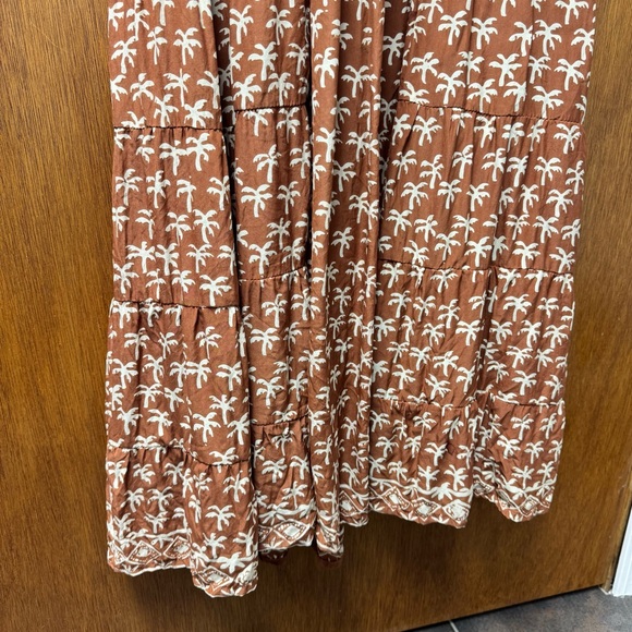 Natalie Martin Silk Palm Tree Print Short Sleeve Maxi Dress Brown Small S READ - Picture 8 of 16
